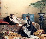 Gustave Leonhard de Jonghe Idle Moments painting
